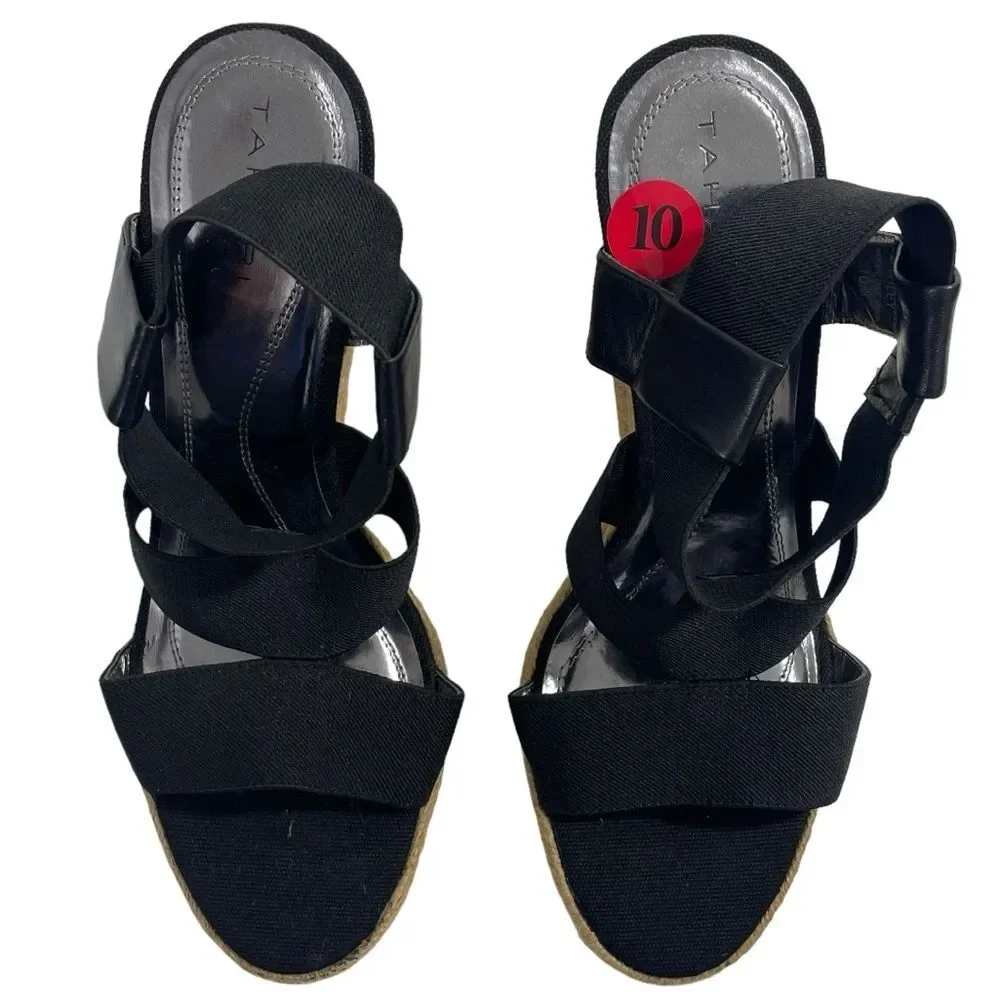 NEW Tahari Wiley‎ Caged Stretch Espadrille Wedge Sandals Size 10 Shoes